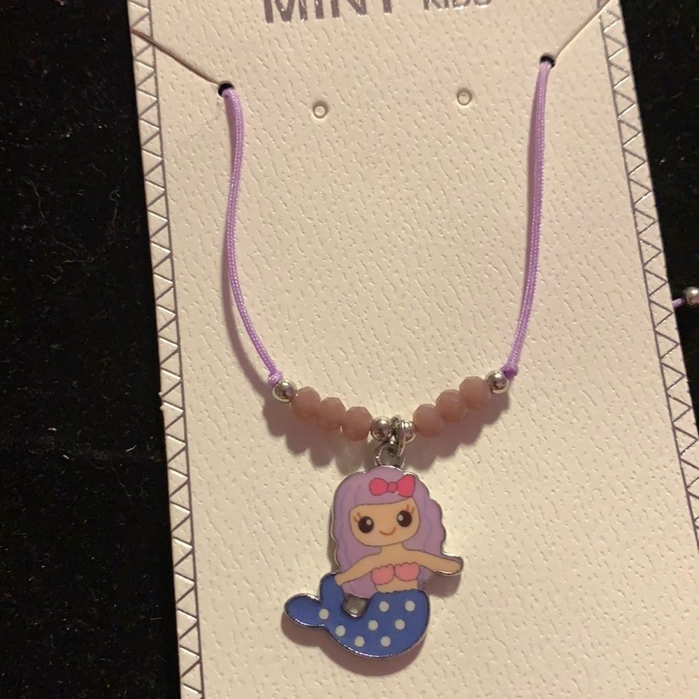 Purple & silverMermaid bead  slide necklace